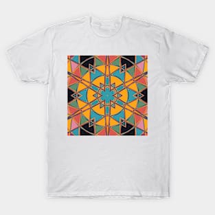 Cartoon Mandala Yellow Blue and Orange T-Shirt